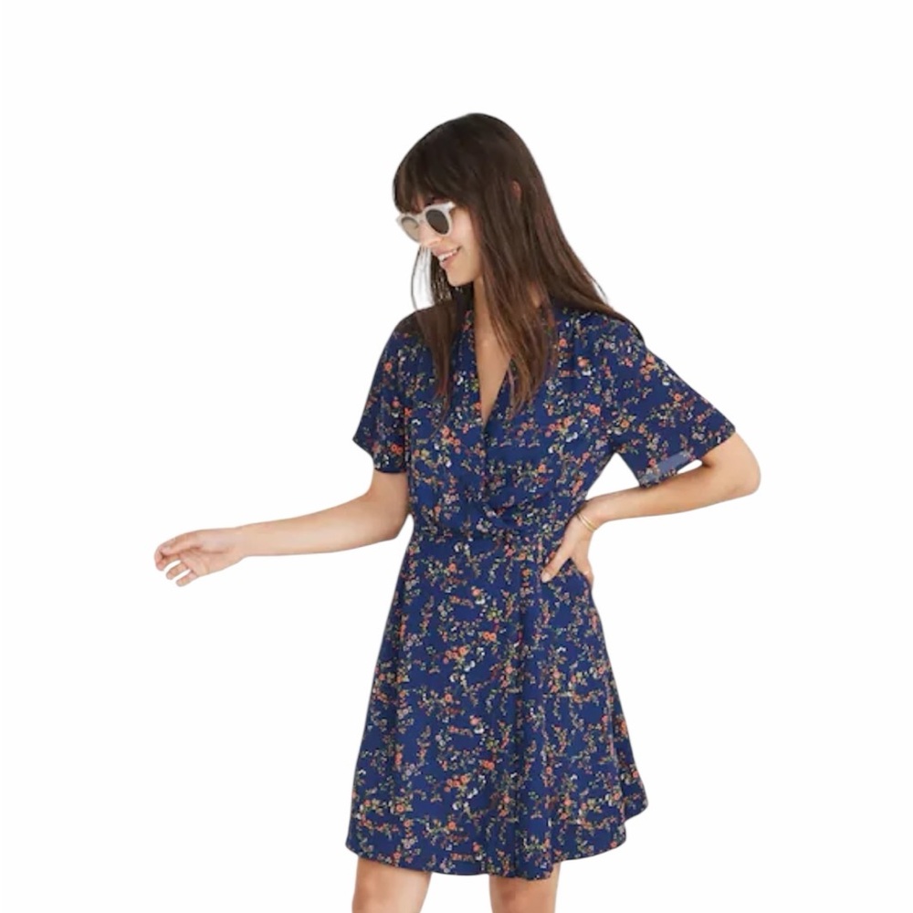 Madewell Navy Floral Mini Dress